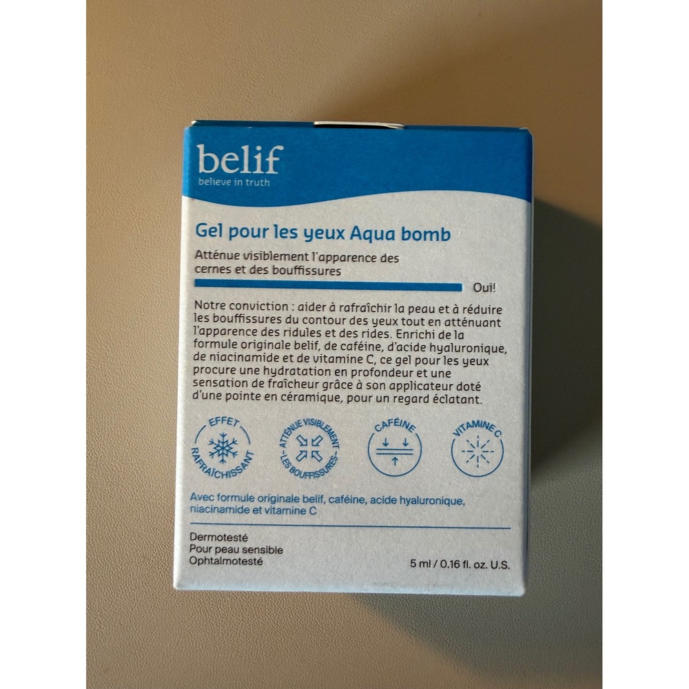 belif Aqua Bomb Eye Gel with Caffeine and Hyaluronic Acid 5ml 0.16oz Mini New